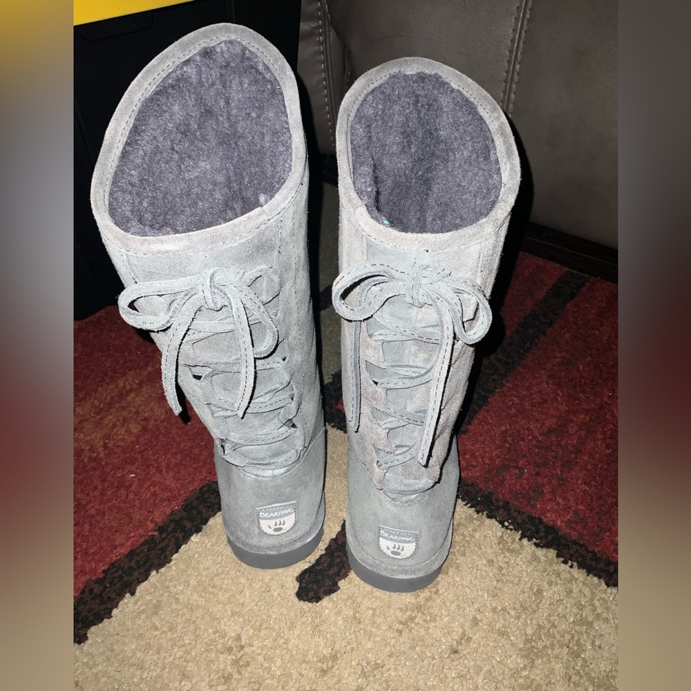 BearPaw, charcoal-grey boots size 10